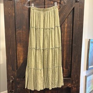 Aeropostale Olive Green Tiered Maxi Skirt